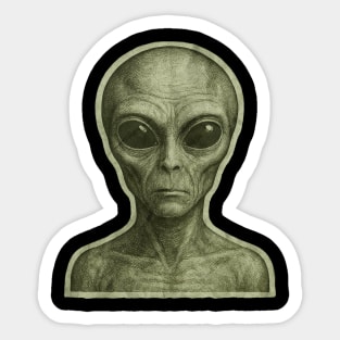 Green Alien Head, Sci-Fi Alien Design Sticker